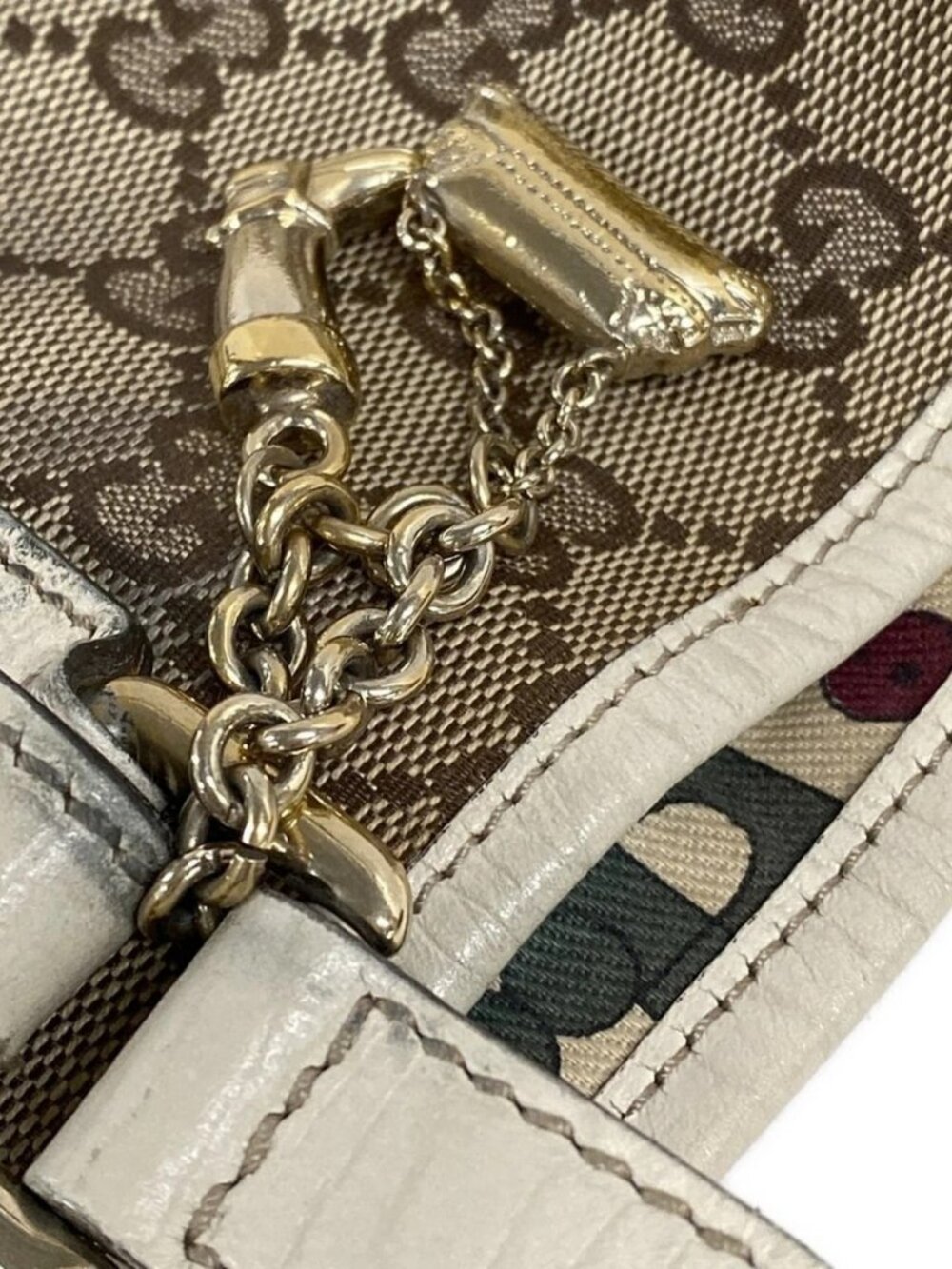 GUCCI GG/Sherry (Web) 137396 Beige Cream Multi Jacquard Leather Tote Bag - Picture 14 of 15